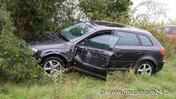Unfall bei Heldenstein: Auto bleibt in Gebüsch stecken