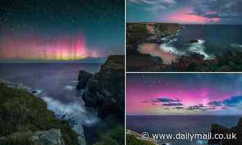 Northern Lights are caught in spectacular photos over Cornwall - and the Met Office says they could be visible from the UK again tonight