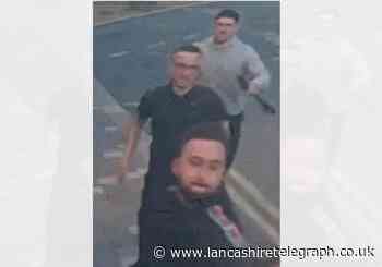 Three men wanted after two men attacked with weapons