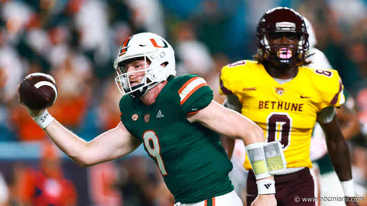 Van Dyke accounts for 3 TDs, No. 22 Miami Hurricanes rout Bethune-Cookman 48-7
