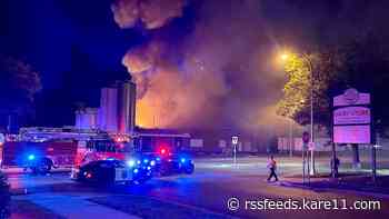 Weeks after Hastings Co-Op Creamery closed, a massive fire engulfs the building