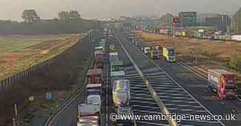 Three-vehicle crash on A14 near Cambridgeshire causes severe traffic delays