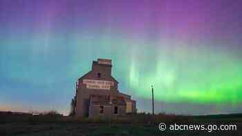 WATCH:  Aurora bursts with color in North Dakota sky