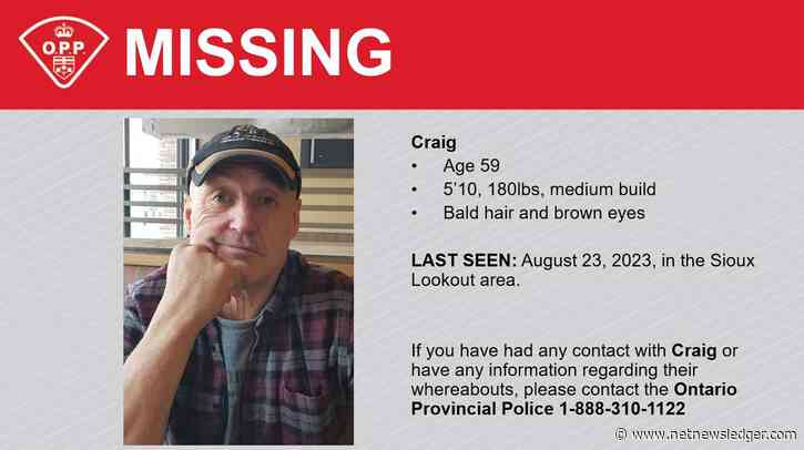 Sioux Lookout: Missing Person Report: Craig (Age 59)