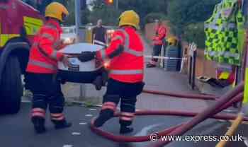 Moment firefighters rescue Co-op food delivery robots ‘confused by their hoses'