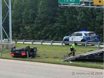 Asleep at the wheel, driver overturns vehicle on I-540 eastbound