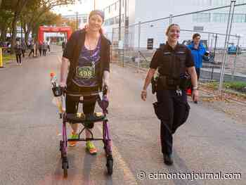 Woman whose suicide attempt left her in wheelchair takes part in Edmonton police run