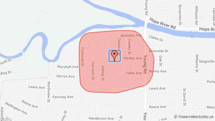 154 BC Hydro customers north of downtown Chilliwack could be without power much of Monday