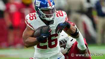 Giants RB Barkley out for TNF game vs. Niners