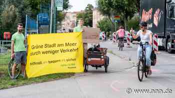 Erneut Pop-Up-Radweg auf Rostocker Mühlendamm aufgebaut