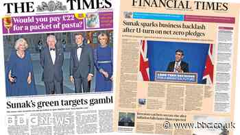 Newspaper headlines: Sunak's 'green gamble' and 'le rock and royal'