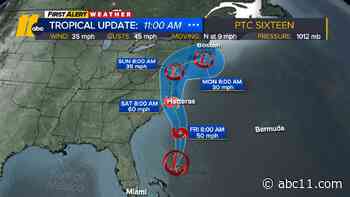 Tropical storm warning issued for North Carolina coast, high winds and rain expected