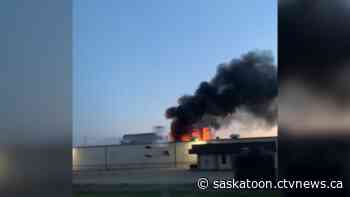 Video shows crews battling Saskatoon industrial blaze