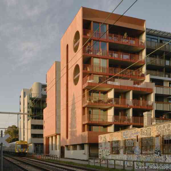 Ochre-tinted precast concrete forms Nightingale housing by Kennedy Nolan