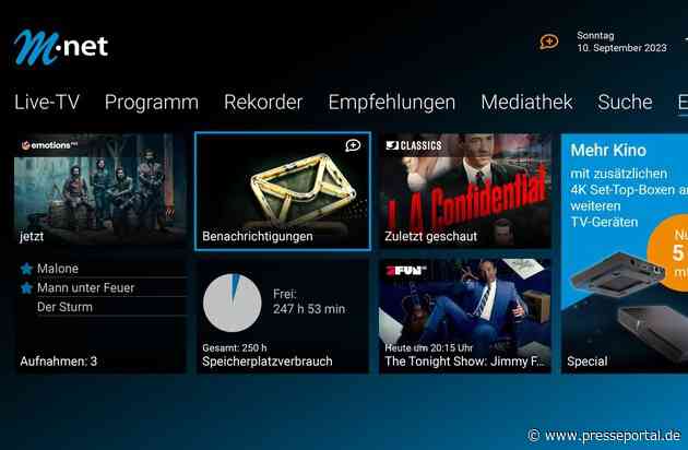Fernsehgenuss noch flexibler: M-net TVplus mit neuer Self-Service-Funktion / Cloud-Speicher, Genre- und Sprachpakete schnell und einfach selbst verwalten