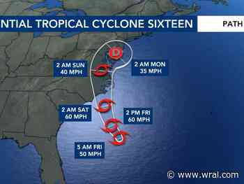 Potential Tropical Cyclone 16 to impact NC, cause severe storms Friday