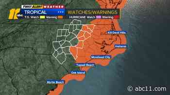 Tropical storm warning issued as storm approaches North Carolina with 50 mph sustained winds