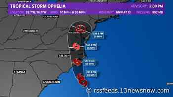 Tropical Storm Ophelia: Heavy rain, 40 to 50 mph winds to batter Hampton Roads by Friday evening