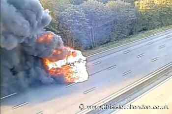 M25 three lanes close due to van fire: Live updates