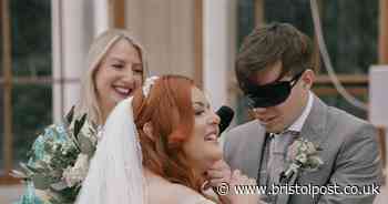 Blind bride lets guests "walk in her shoes" by blindfolding them as she walks down the aisle