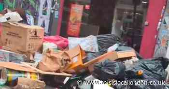 Piles of waste in Brick Lane amidst Tower Hamlets strike