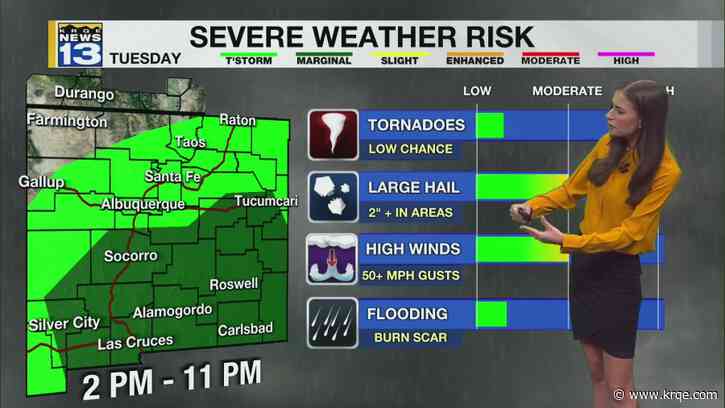 New Mexico sees scattered storms south, severe weather possible