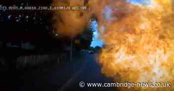 Watch motorbike burst into flames as rider who lost a toe has licence revoked