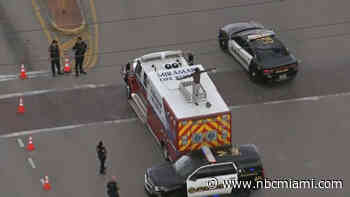 Man climbs on top of ambulance in Miramar, refuses to come down