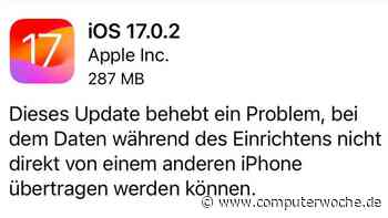 i(Pad)OS 17.0.2: Apple behebt Fehler bei der Einrichtung