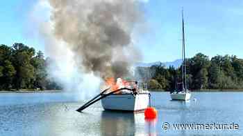 Brennendes Boot auf Starnberger See gesunken