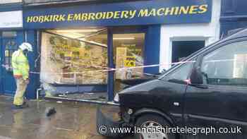 Taxi crashes into Hobkirk Sewing Machines in Blackburn