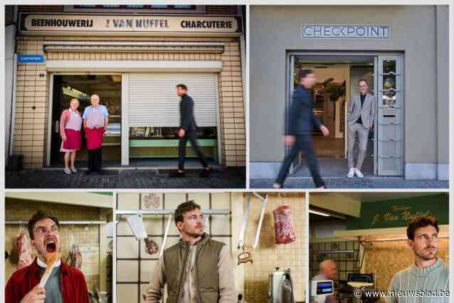 Kledingzaak Checkpoint zet voor 50ste verjaardag slagerij Van Nuffel mee in etalage: “Niet evident dat zo’n twee zaken een samenwerking opzetten”