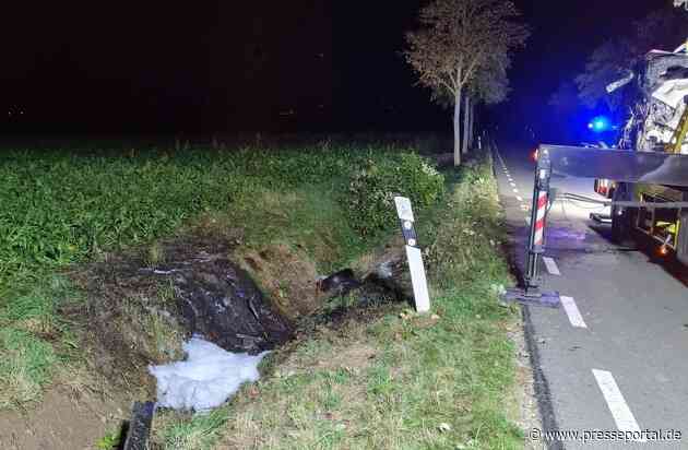POL-HI: Verkehrsunfall mit drei leicht verletzten Personen und anschließendem Pkw-Brand - Fahrzeugführer steht unter Alkoholeinfluss