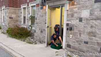 Firefighters take on risky rescue to save animal with head trapped in container