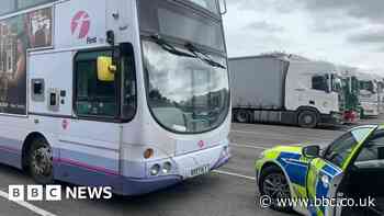 Man arrested after stolen bus seized at M4 service station