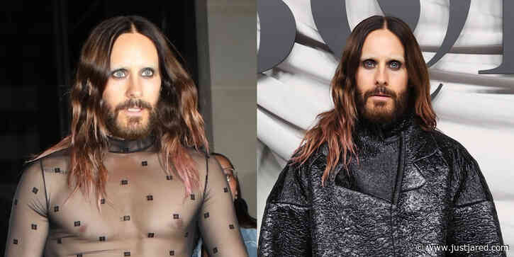 Jared Leto Shows Off Unique Style at Paris Fashion Week in a Sheer Top & Oversized Coat