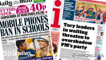 Newspaper headlines: 'Tories eye PM's throne' and 'Schools phones ban'
