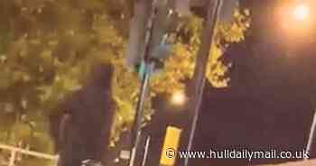 Anti-ULEZ vandal scales traffic light to cut down camera with angle grinder