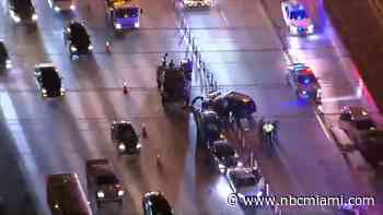 Miami-Dade officer injured when car struck after responding to crash on Palmetto Expressway