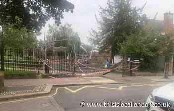 Messina Avenue Kilburn Grange Park entrance gates destroyed