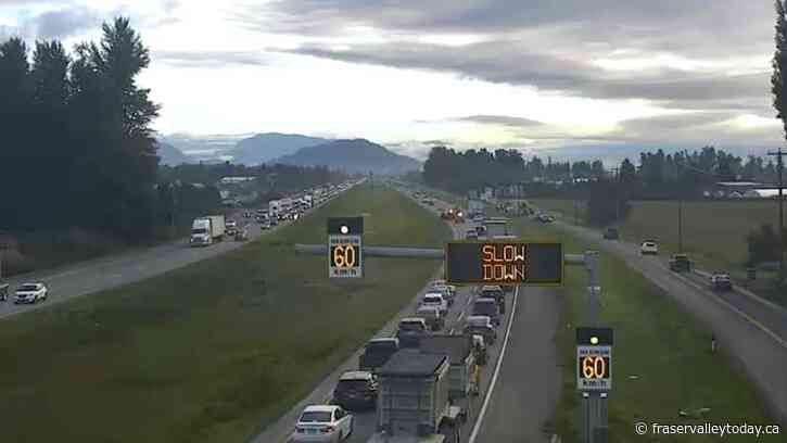 Wildlife incident slows Highway 1 in both directions east of Abbotsford Tuesday morning