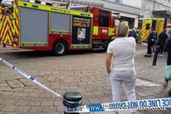 Emergency services and police cordon outside Romford Primark