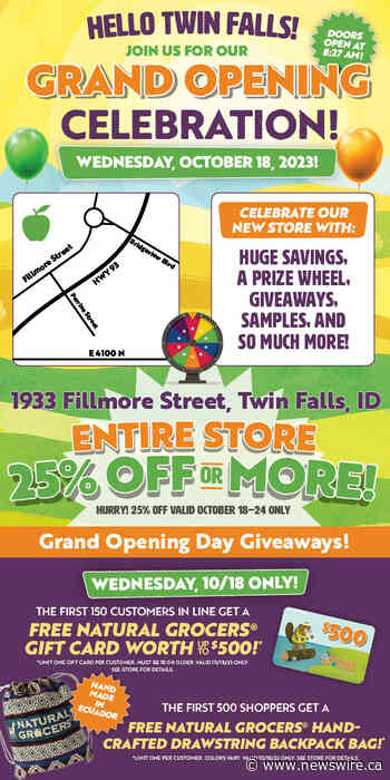 Natural Grocers® Invites Twin Falls, ID Community to Grand Opening Celebration on October 18, 2023