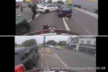 Video of car smashing into vehicles in Surrey to Croydon police chase