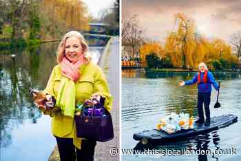 Deborah Meaden and Bill Bailey litter pick on Regent's Canal