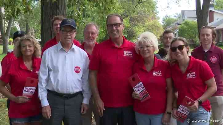 Mayoral candidate Tom Didier goes door to door in Fort Wayne neighborhood with Senator Mike Braun