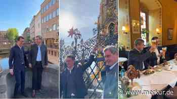 Selfies, Essen, Interviews: Söder und Wüst spazieren durch Nürnberg – „Sehr geiles Video“