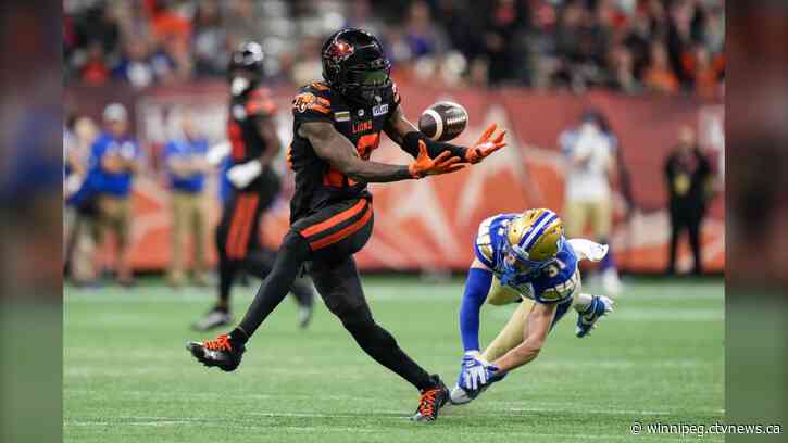 Bombers stage late comeback to beat B.C. 34-26 in OT to tighten hold on West top spot