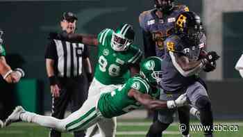 Sask. Roughriders suffer 5th straight loss in 38-13 setback to Hamilton