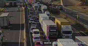 A14 traffic live as lorry and two car crash leads to long delays near Cambridge